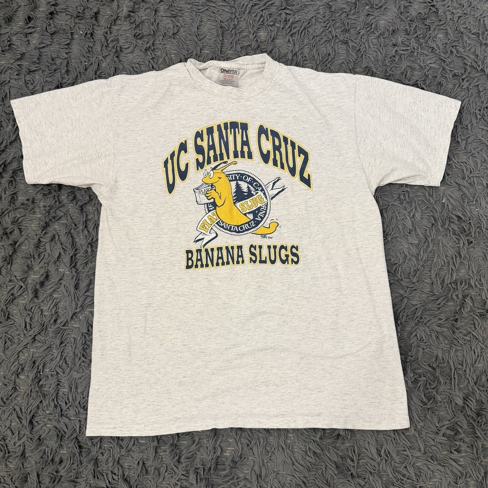Vintage 1997 UC Santa Cruz Banana Slugs T shirt Pulp Fiction Travolta Men XL USA
